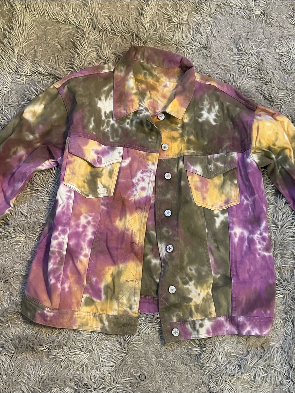 Tie-Dye Utility Jacket - Purple/Green/Yellow